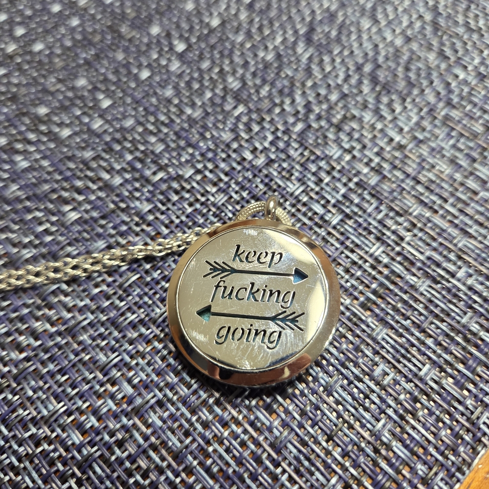 Silver Diffuser Pendant Necklace With Motivationa… - image 1